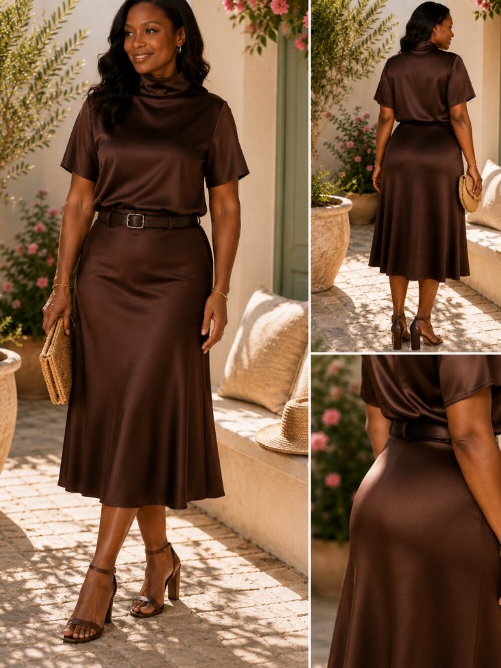 Chocolate Brown  Top & Skirt Set